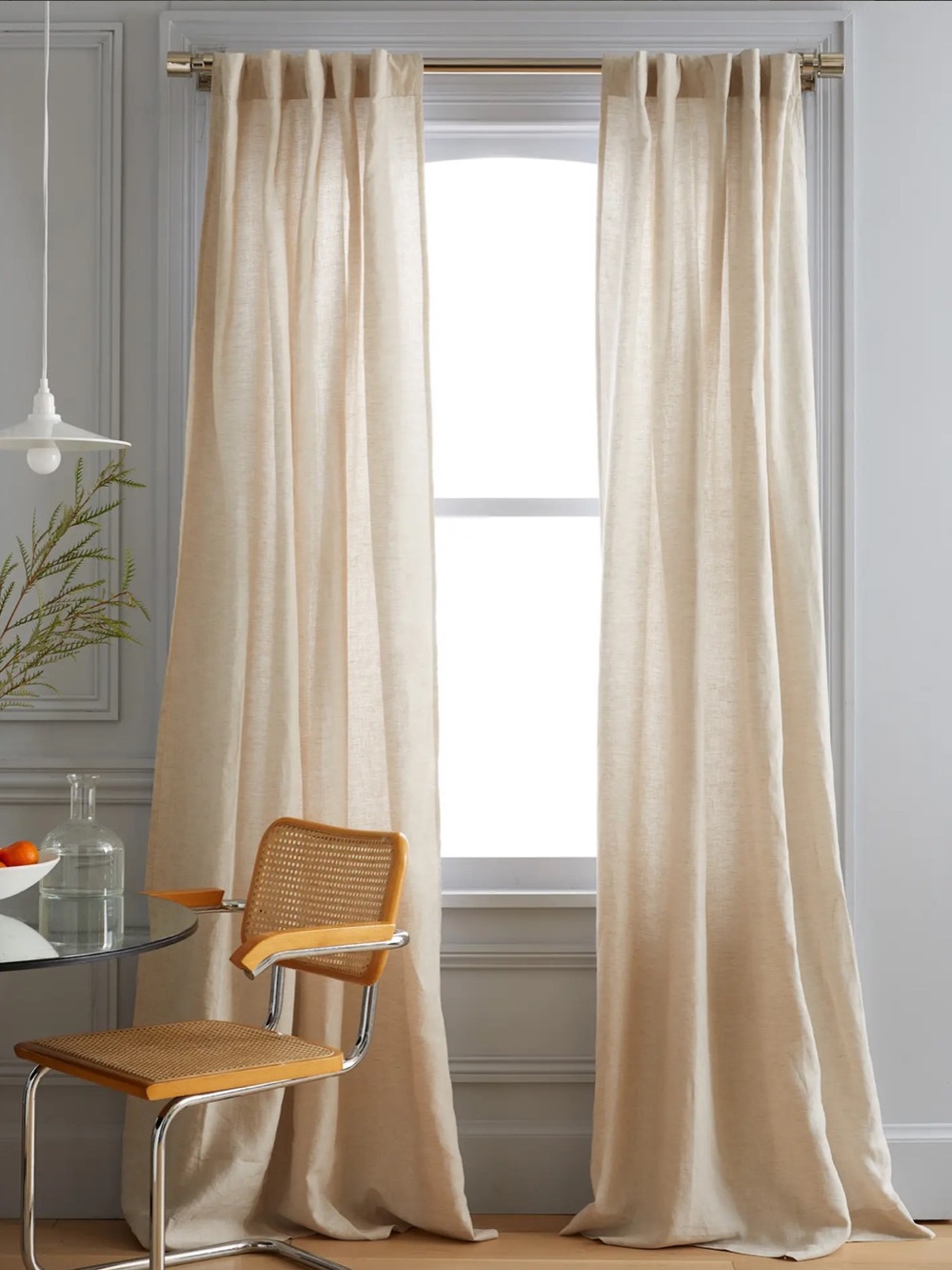 QUINCE European Linen Light Filtering Curtain Flax Set 2 Panels